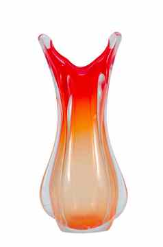 装饰玻璃打击手工制作的红色的花瓶白色