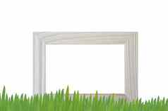 窗口框架孤立的白色背景草