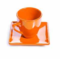 橙色彩色的咖啡杯