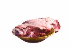 大一块生猪肉肉陶瓷菜白色后台