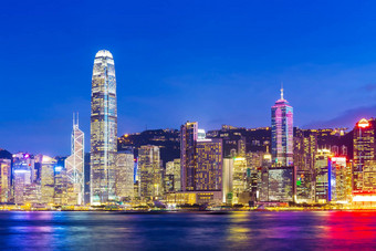 城市景观在香港香港日落