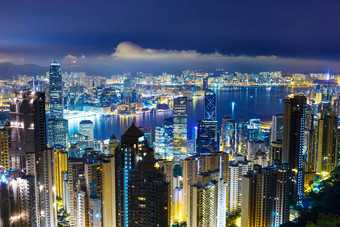 城市景观在<strong>香港香港</strong>晚上