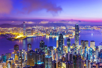 在香港香港天际线黎明