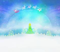 圣诞老人冬天景观插图