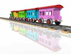 玩具火车五彩缤纷的车厢渲染