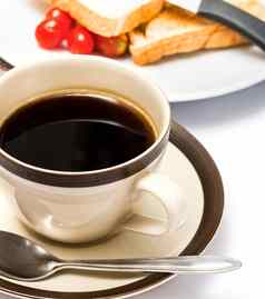早餐黑色的咖啡代表早....餐饮料