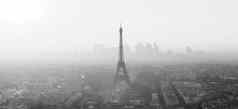 空中视图巴黎城市日落
