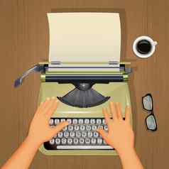 作家写手稿打字机