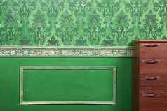 室内房间画绿色古董元素