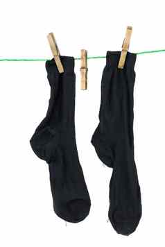 黑色的袜子挂绳子