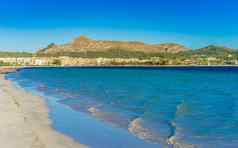 西班牙马略卡岛海滩海岸线湾alcudia巴利阿里群岛岛屿