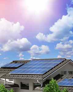 太阳能面板房子屋顶可持续发展的能源