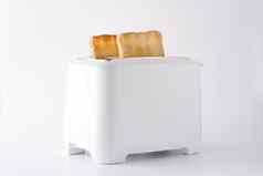 烤烤面包面包白色烤面包机孤立的白色背景