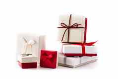 礼物盒子孤立的白色背景圣诞节生日庆祝活动概念