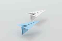 白色纸飞机蓝色的纸飞机呈现