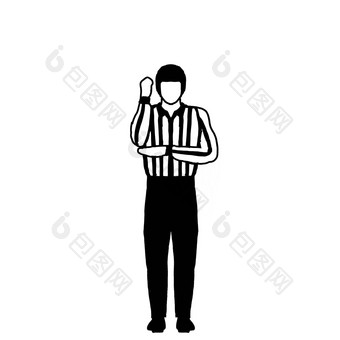 冰曲棍球官方裁判手信号画黑色的白色