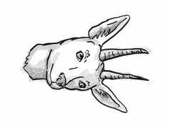 山小苇羚濒临灭绝的野生动物卡通复古的画