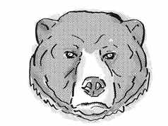 太阳熊Helarctosmalayanus濒临灭绝的野生动物卡通复古的画