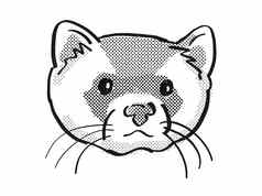 黑足雪貂濒临灭绝的野生动物卡通单行画