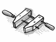 木螺杆夹木工手工具卡通复古的画