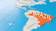 简化地图南美国巴西突出显示你