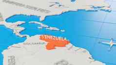 简化地图南美国委内瑞拉突出显示