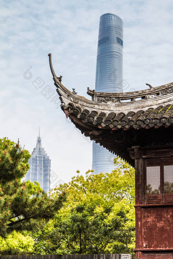 上海中国中国人屋顶背景上海塔