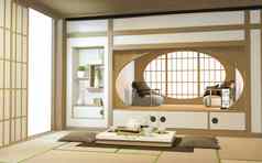 日本房间设计室内通过纸内阁架子上细胞膜