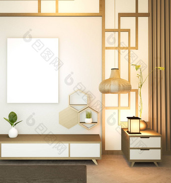 现代空房间最小的设计日本风格呈现