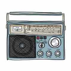 古董广播复古的立体声扬声器可爱的艺术插图