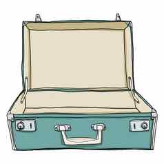 古董行李手提箱旅行开放空可爱的插图