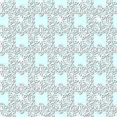 白色雪花苍白的蓝色的背景大马士革点缀无缝的模式纸减少风格