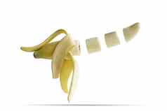 切片香蕉孤立的剪裁路径