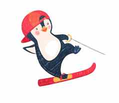 企鹅水滑雪