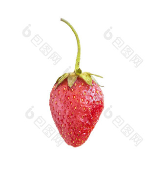 红色的浆果草莓白色背景特写镜头