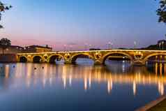 日落加隆河桥梁图卢兹haute-garonne奥克西塔尼亚法国