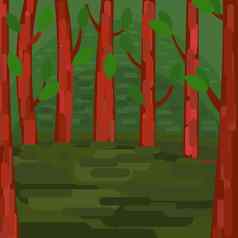 绿色森林树叶子宁静的森林区域插图