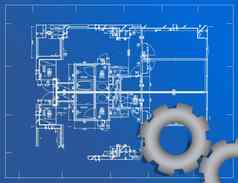 详细的蓝图齿轮插图设计