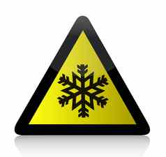 冷警告三角标志插图设计白色