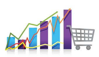 销售增长业务图表购物车插图
