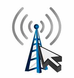 蓝色的无线技术塔光标插图设计