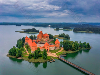 trakai岛城堡湖galve立陶宛<strong>无人机</strong>视图
