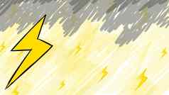 背景闪电卡通草图画风格云白色背景电黄色的权力电雷声风暴闪光光风暴暴风雨