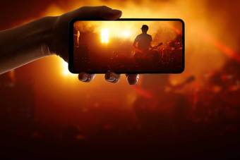 手智能手机记录生活音乐音乐会移动电话显示