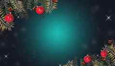 圣诞节背景冷杉分支机构红色的球装饰