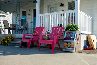 前面海滩房子<strong>红色</strong>的椅子法西奥