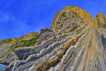 steeply-tilted层飞翔巴斯克海岸联合国教科文组织全球地质公园西班牙