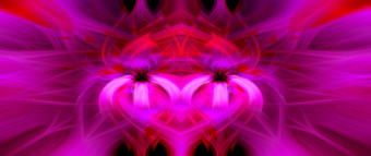 美丽的摘要交织在一起纤维形成形状闪耀火焰花相互<strong>关联</strong>的心粉红色的紫色的栗色红色的颜色插图横幅全景大小