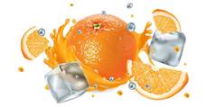 新鲜的橙色飞溅汁冰多维数据集飞行滴