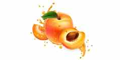 切片杏子水果汁溅